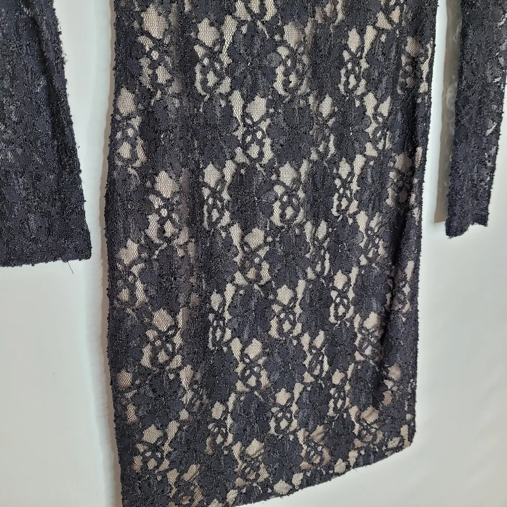 Zara Black Lace Flower Embroidered Dress - Picture 6 of 12